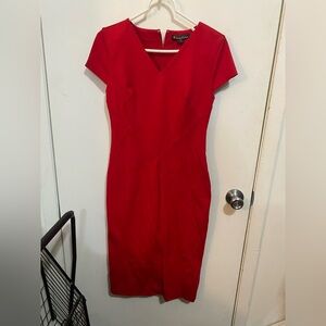 Brooks Brothers Red V-Neck Midi Sheath Dress